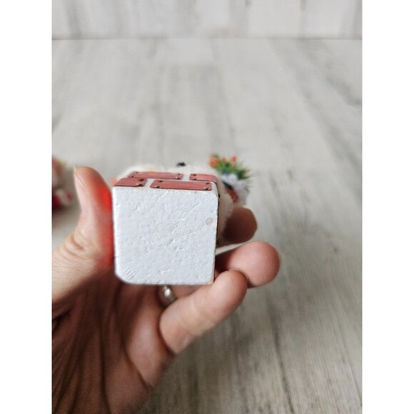 Vintage flocked Santa skier plastic chimney tree ornament beaded Xmas Santa with - Picture 15 of 15